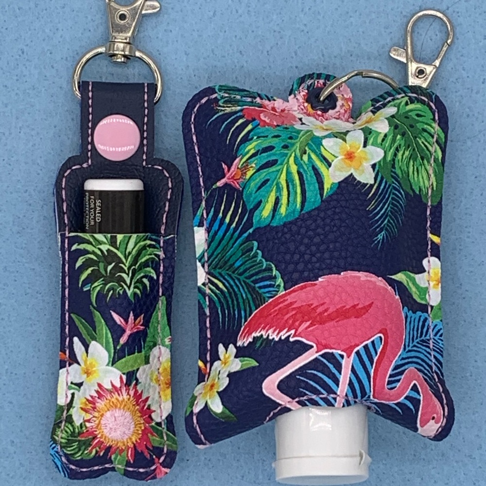 Custom Made Lip Balm & Hanitizer Holder Flamingo
